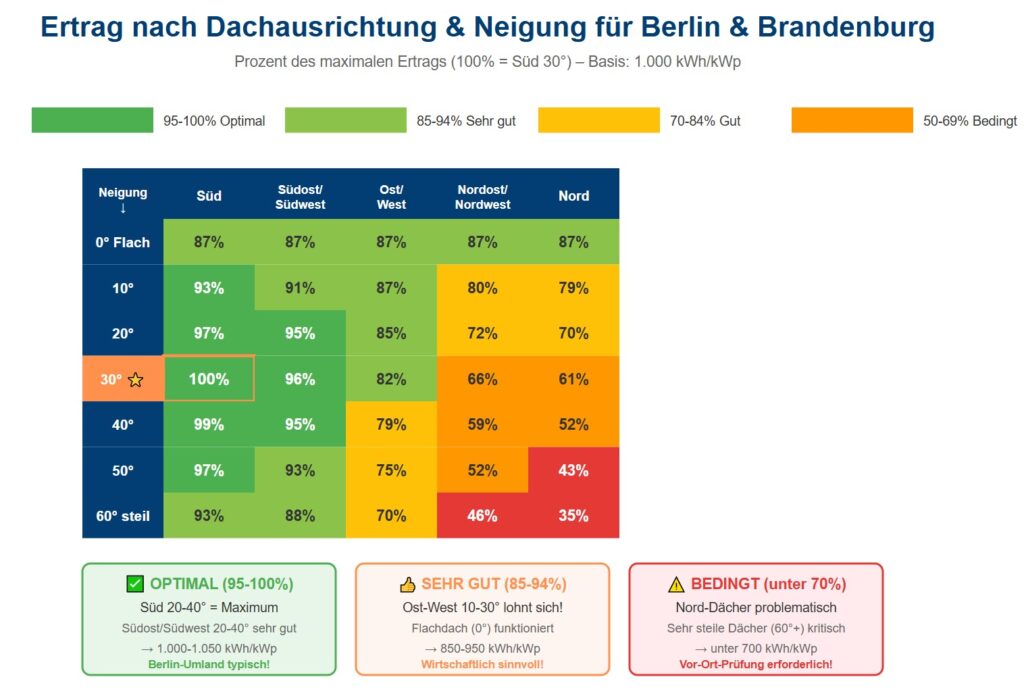 Dachausrichtung Solaranlage Berlin optimal